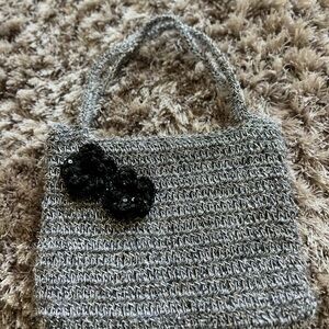 Elegant Gray Knit Women's Bag